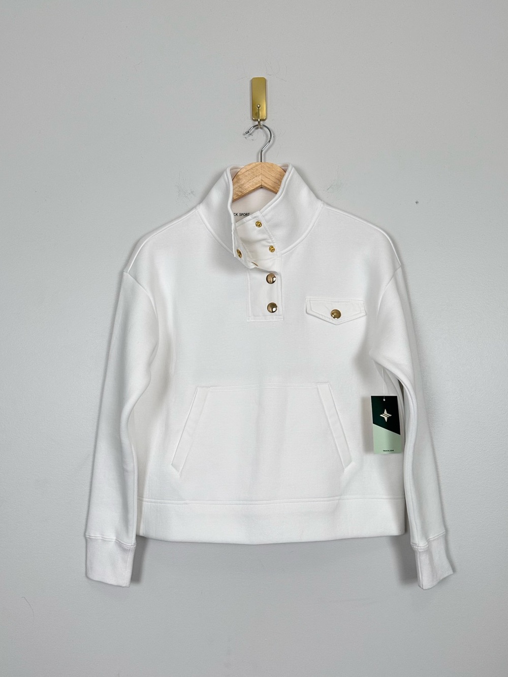 TUCKERNUCK SPORT White Snap Neck Bailey Pullover | NWT | Size Small - Picture 7 of 11